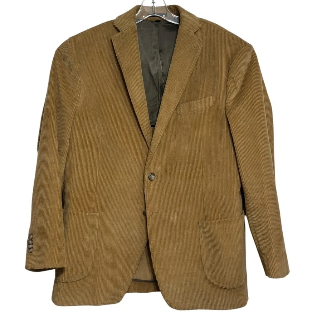 Jos A Bank 1905 Blazer Men Tan Corduroy Tailored Fit Stretch Preppy Heritage 44R